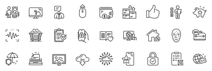 Icons pack as security lock support service vector