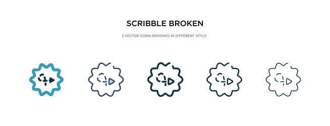 scribble broken line icon in different style two vector