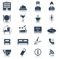 hotel icons silhouette isolated vector