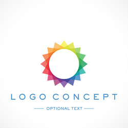 radial multicolored pattern logo and text vector image