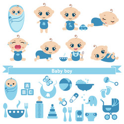 set of cute baby boy Vector Image