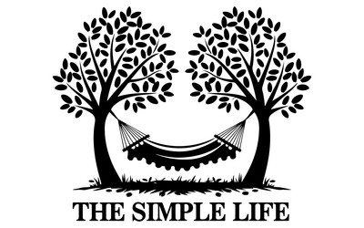 simple image of a hammock between two trees vector image