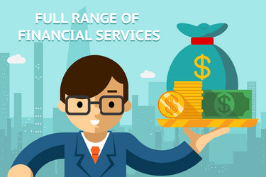 Businessman with full range of financial services vector