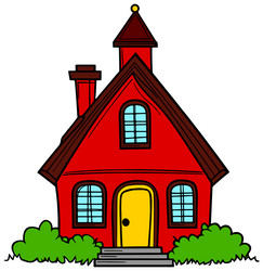 Cute Cartoon Red Schoolhouse Vector Image