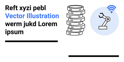 robotic arm automation with stack of coins vector image
