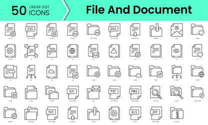 set of file and document icons line art style vector image