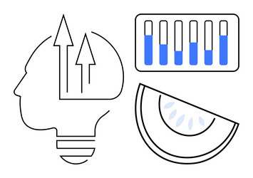 abstract concepts with brain data bars vector image