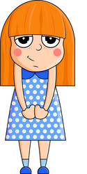 cute cartoon girl with smug emotions vector