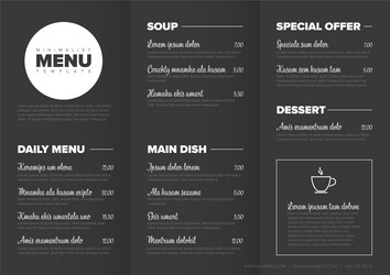 Modern minimalistic restaurant menu template vector