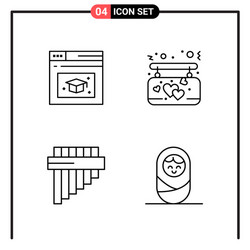 set 4 line style icons for web and mobile vector image