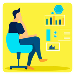 studying statistical data flat vector image