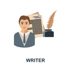 Writer flat icon colored element sign from vector