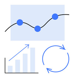 data trends with line chart growth bar graph vector image