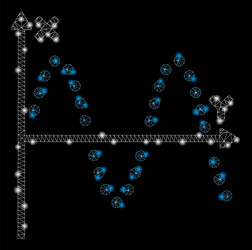 glossy mesh network sine plot with flare spots vector