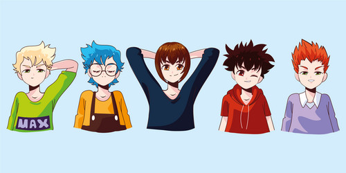 group manga boys vector