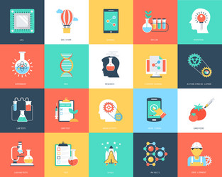 Science and technology flat icons Royalty Free Vector Image