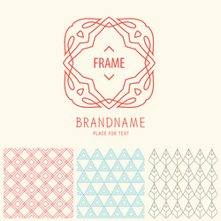set of outline emblems and patterns vector image