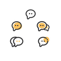 chatting or messaging bubbles with dots flat icon vector