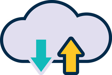 Cloud storage with upload and dowload arrows icon vector