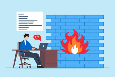 flat of hacker typing code on laptop vector image