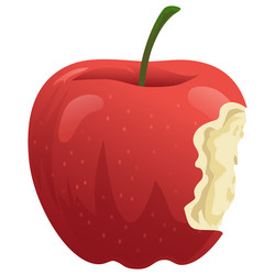 Fresh Bitten Red Apple - Flat Vector vector image