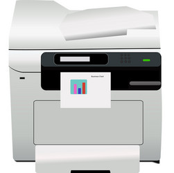 multi-function printer on working vector image