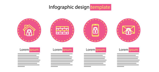 set line mobile with closed padlock mail message vector image