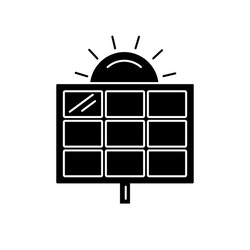 Solar panel silhouette icon in flat style vector