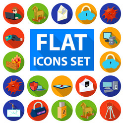 Hacker and hacking flat icons in set collection vector