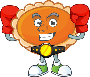 pastry orange pie character mascot with boxing vector