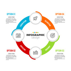 round pie chart into 4 option startup project vector