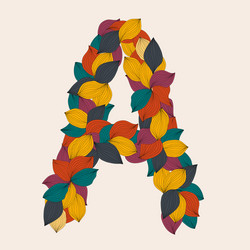 alphabet letters from leaves vector