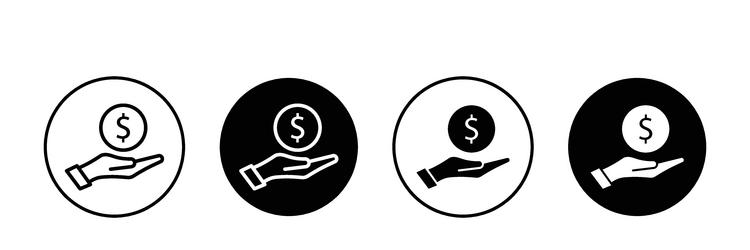 Donation Icon Set Save Money Hand Logo Symbol Vector Image