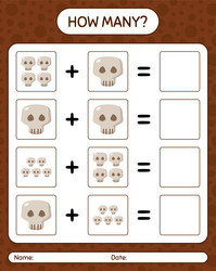 how many counting game with skull worksheet vector image