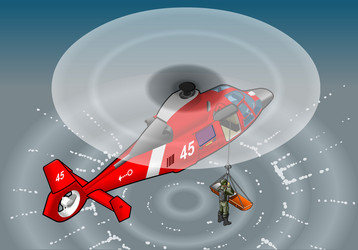 isometric emergency helicopter in rescue vector