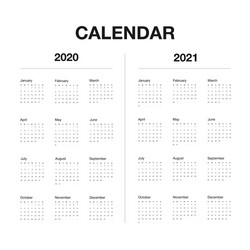 Minimalistic desk calendar 2020 and 2021 years vector