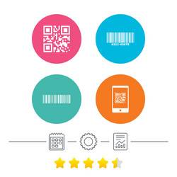 bar and qr code icons scan barcode symbol vector image