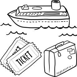 doodle travel cruise ship vector