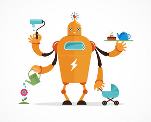 Multitasking Robot Character vector image