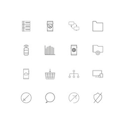 network and database linear thin icons set vector image