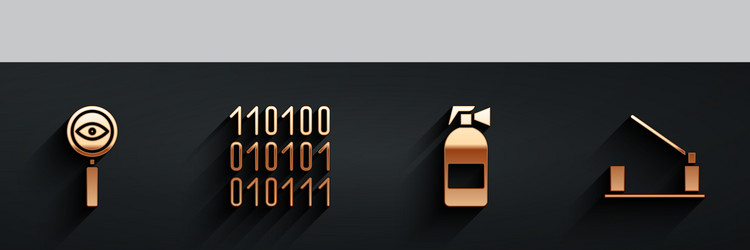 set magnifying glass search binary code fire vector image