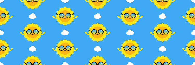 sun characters in sunglasses horizontal pattern vector image