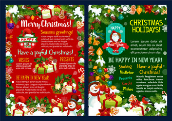 Christmas New Year Festive Poster Vector Image
