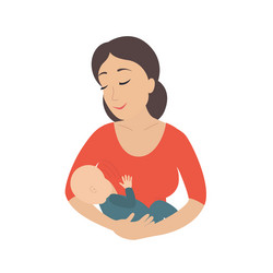 Circle icon depicting mother breastfeeding her vector