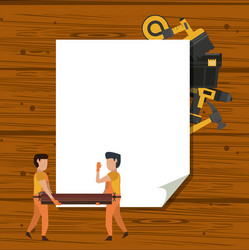 construction workers and tools vector image