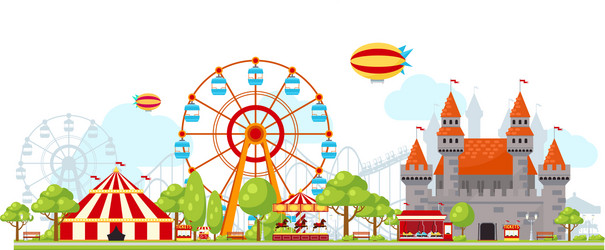Colorful Amusement Park Scene Royalty Free Vector Image