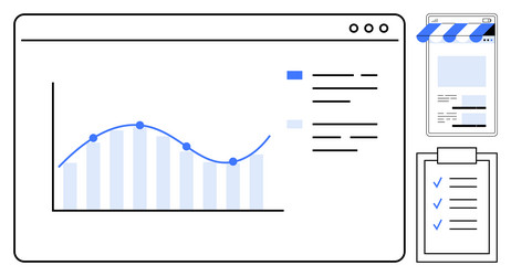 data analysis dashboard with graph mobile vector image