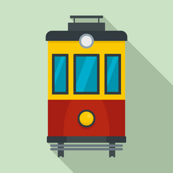 Front view tram icon flat style vector