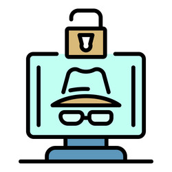 hacker protected icon color outline vector image