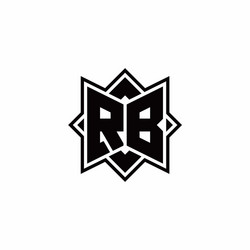 rb monogram logo with square rotate style outline vector image